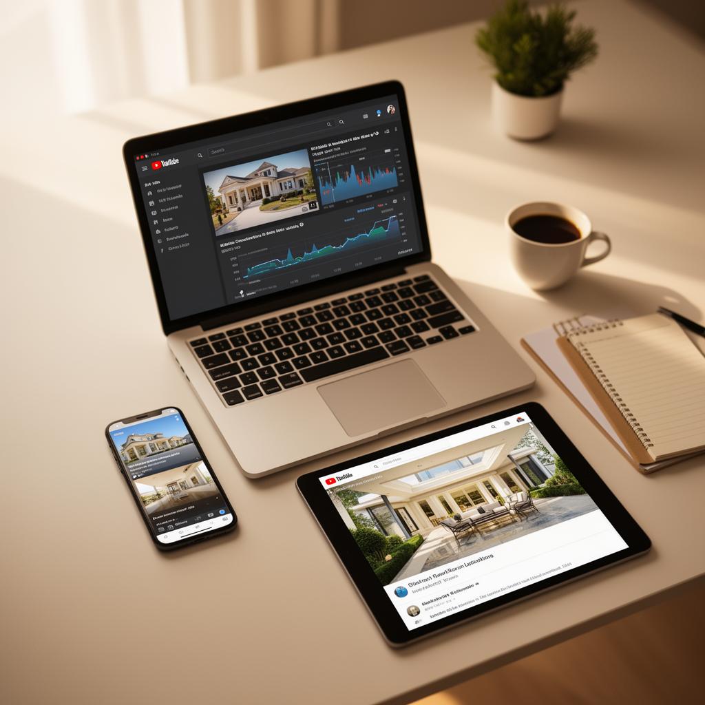 YouTube analytics dashboard for a real estate channel showing video performance